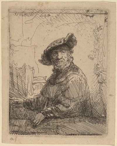 Mann in einer Laube von Rembrandt van Rijn