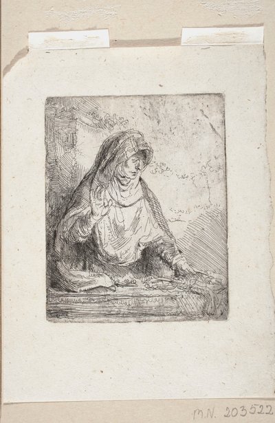 Schmerzhafte Muttergottes mit den Werkzeugen der Passion von Rembrandt van Rijn