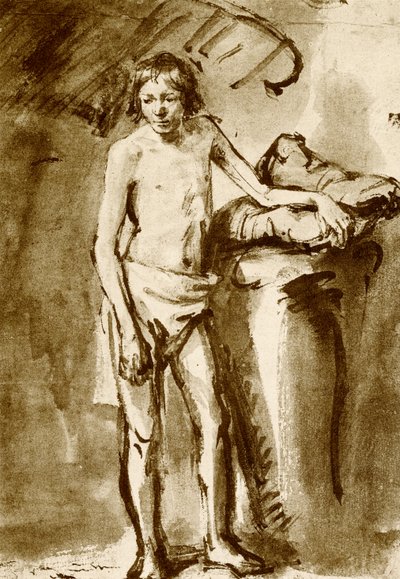 Aktzeichnung eines Jugendlichen von Rembrandt van Rijn
