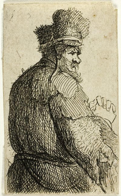 Alter Mann von hinten gesehen, Profil rechts: Halbfigur von Rembrandt van Rijn