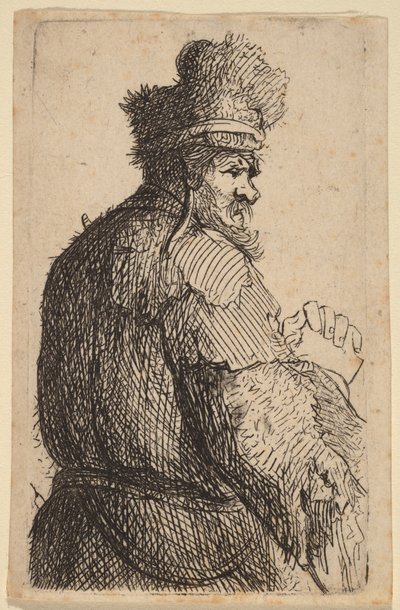 Alter Mann von hinten gesehen, Profil nach rechts von Rembrandt van Rijn