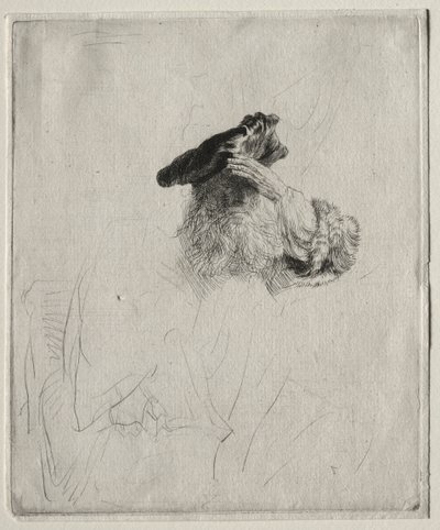 Alter Mann, der seine Augen mit der Hand abschirmt, um 1639 von Rembrandt van Rijn