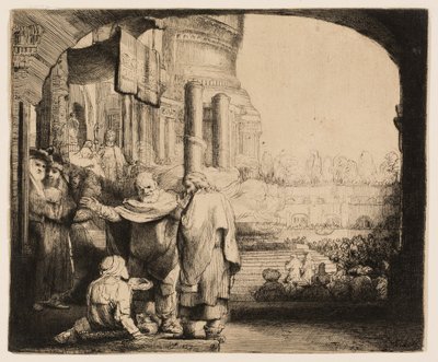 Petrus und Johannes heilen den Lahmen am Tempeltor von Rembrandt van Rijn