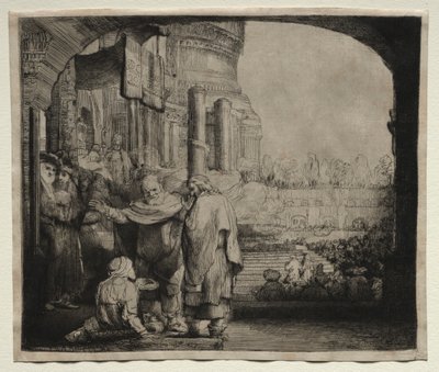 Petrus und Johannes heilen den Gelähmten am Tempeltor von Rembrandt van Rijn
