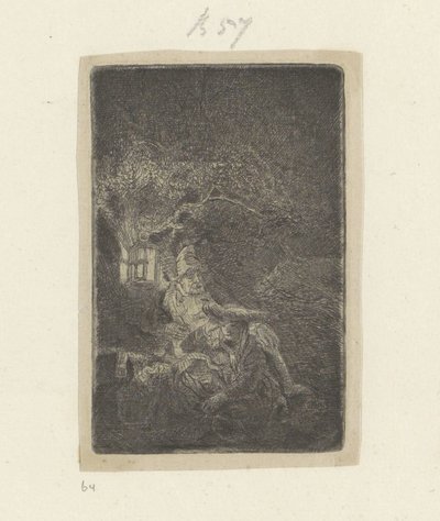 Ruhe auf der Flucht nach Ägypten bei Nacht von Rembrandt van Rijn