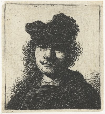 Selbstporträt mit Mütze und dunklem Mantel: Büste, ca. 1631 von Rembrandt van Rijn