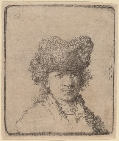 Selbstporträt mit Pelzmütze von Rembrandt van Rijn