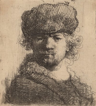 Selbstporträt mit schwerer Pelzmütze von Rembrandt van Rijn