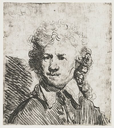 Selbstporträt, ohne Kopfbedeckung (Brustbild, grob geätzt) von Rembrandt van Rijn