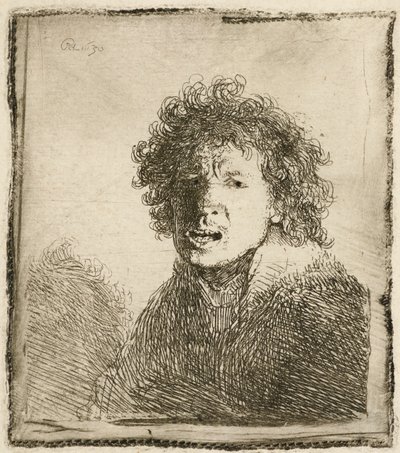 Selbstporträt mit offenem Mund, als ob er schreit: Büste, 1630 von Rembrandt van Rijn