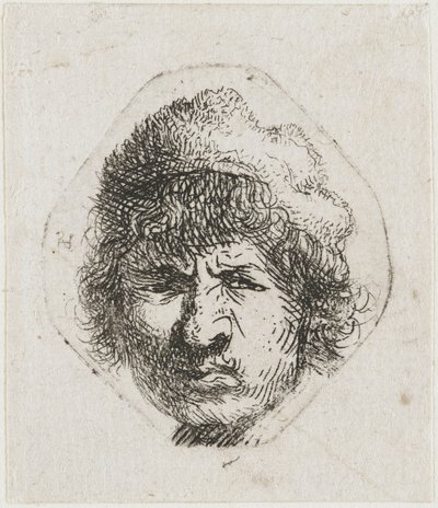 Selbstporträt mit finsterem Blick, ca. 1631 von Rembrandt van Rijn
