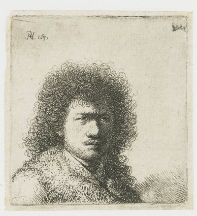 Selbstporträt mit buschigem Haar: Büste von Rembrandt van Rijn