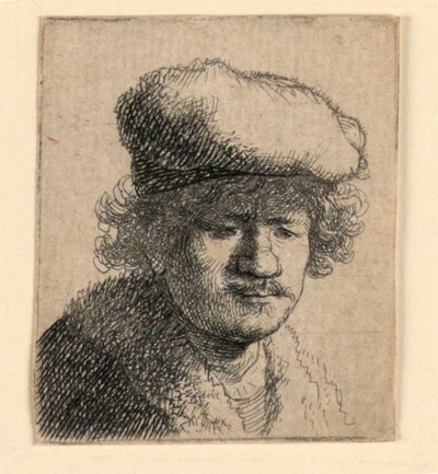 Selbstporträt mit nach vorne gezogenem Hut von Rembrandt van Rijn