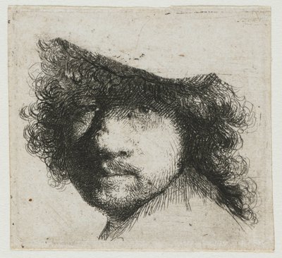 Blatt mit Studien: Kopf des Künstlers von Rembrandt van Rijn