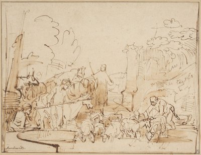 Hirte und Viehhirten von Rembrandt van Rijn