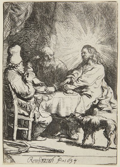 Abendmahl in Emmaus (kleine Platte) von Rembrandt van Rijn