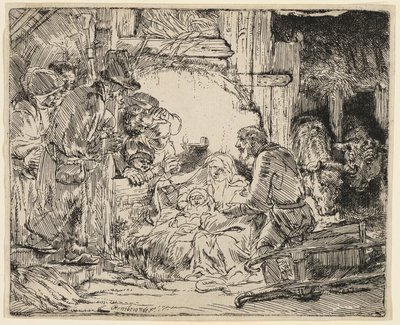 Die Anbetung der Hirten: Mit der Lampe von Rembrandt van Rijn