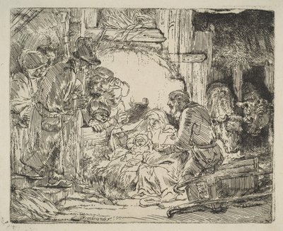 Die Anbetung der Hirten, mit der Lampe, ca. 1654 von Rembrandt van Rijn