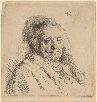 Die Mutter des Künstlers, Kopf und Büste von Rembrandt van Rijn