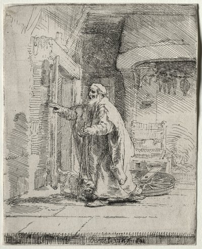 Die Blindheit von Tobit: Die größere Platte von Rembrandt van Rijn