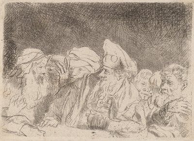 Die Pharisäer debattieren, Fragment aus dem Hundert-Gulden-Blatt, ca. 1649 von Rembrandt van Rijn