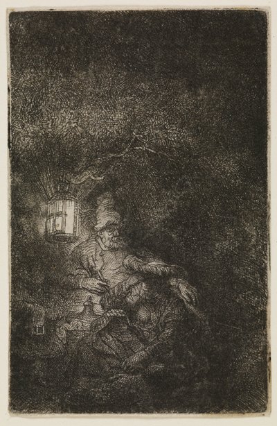 Die Rast auf der Flucht (ein Nachtstück) von Rembrandt van Rijn
