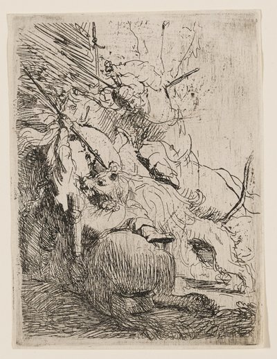 Die kleine Löwenjagd (mit einem Löwen) von Rembrandt van Rijn