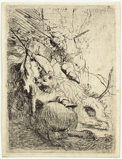 Die kleine Löwenjagd (mit einem Löwen) von Rembrandt van Rijn