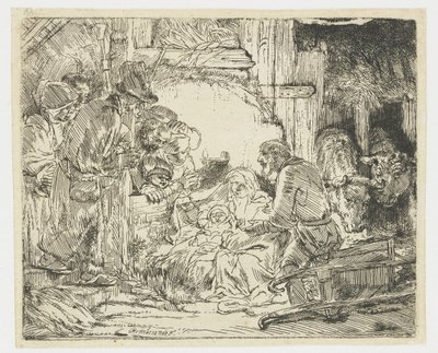 Die Anbetung der Hirten: mit der Lampe von Rembrandt van Rijn