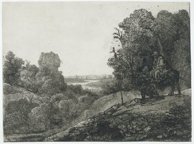 Die Flucht nach Ägypten: veränderte Platte von Seghers von Rembrandt van Rijn