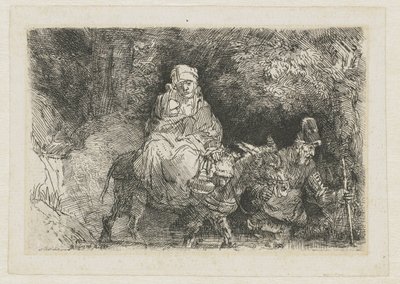 Die Flucht nach Ägypten überquert einen Bach von Rembrandt van Rijn