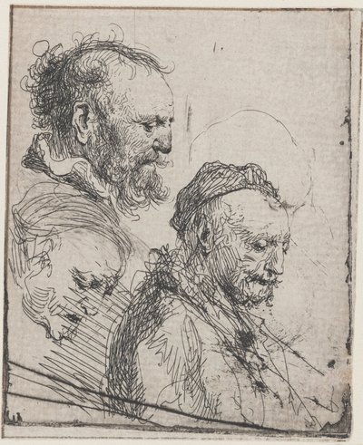 Drei Studien von alten Männerköpfen von Rembrandt van Rijn