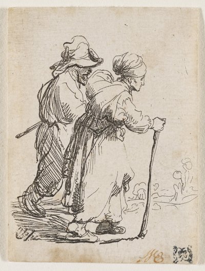 Zwei Landstreicher, ein Mann und eine Frau von Rembrandt van Rijn