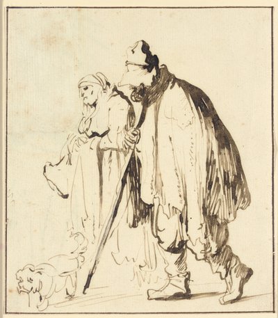 Vagabundenpaar mit einem Hund von Rembrandt van Rijn