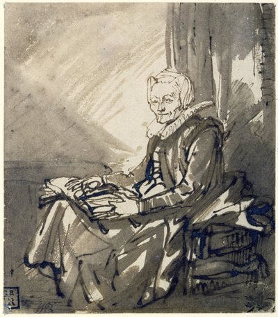 Frau mit offenem Buch auf ihrem Schoß, ca. 1639 von Rembrandt van Rijn