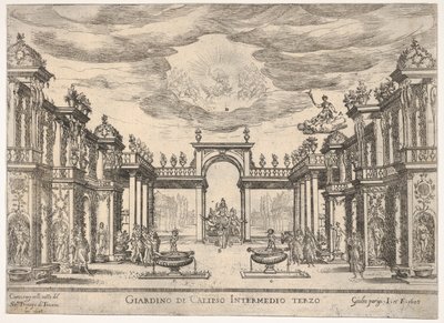 Sechstes Zwischenspiel: Garten der Kalypso Intermedio sesto: giardino di Calipso, aus der Serie..., 1608 von Remigio Cantagallina