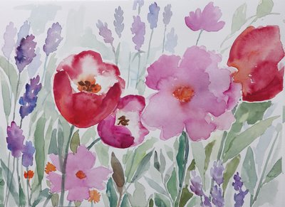 Blühender Aquarellgarten von Renate Holzner