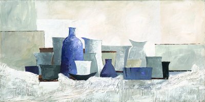 Modernes Blaues Stillleben von Renate Holzner