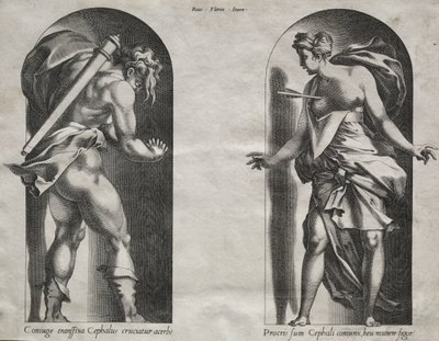 Cephalus und Procris in zwei Nischen, 1538-1540 von Rene Boyvin