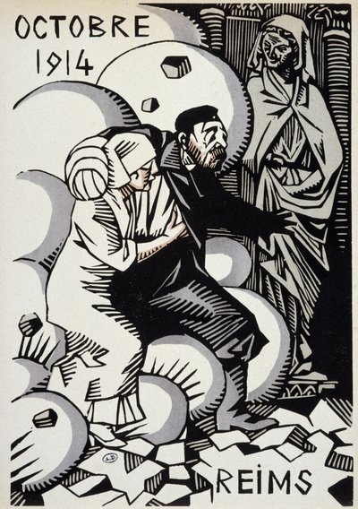 Oktober 1914, Reims - Zeichnung von Herman Paul - in „Calendar of War“ ed. 1916 von Rene George Hermann Paul