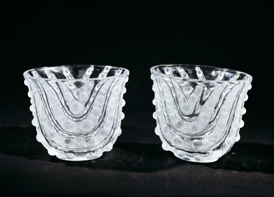 Glasvasen, ca. 1930, von René Lalique, produziert von René Lalique et Cie Alsace Glassworks. Frankreich, 20. Jahrhundert. von Rene Jules Lalique
