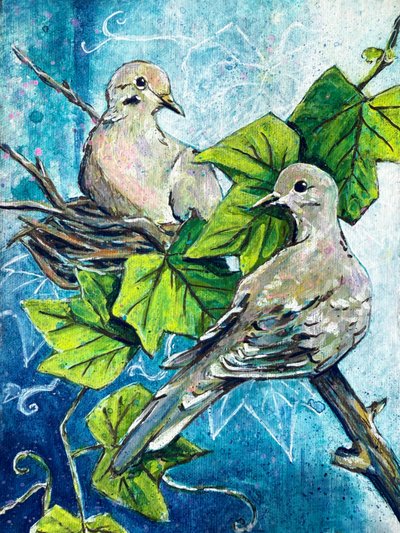 Friedliche Taubennest von Renee Machan Cottagecore Artist