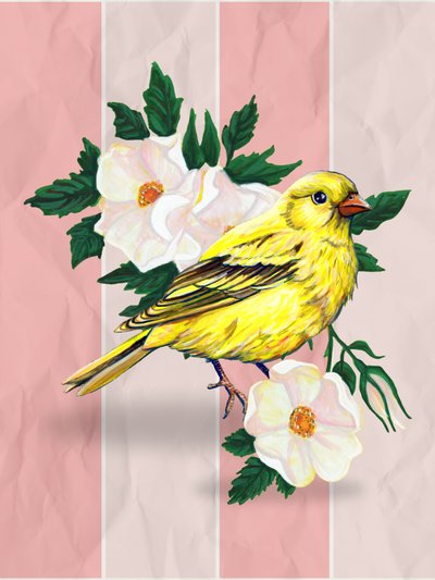 Gelber Vogel Wilde Rosen von Renee Machan Cottagecore Artist