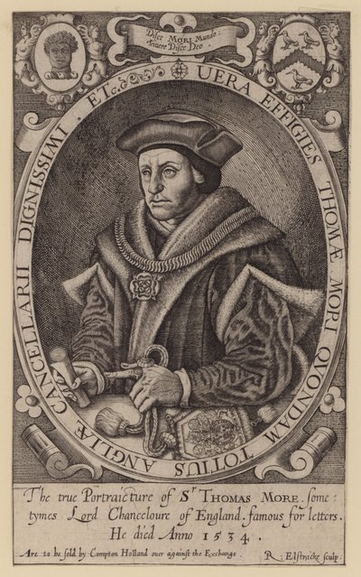 Sir Thomas More, englischer Anwalt, Staatsmann, Philosoph und Humanist von Renold (after) Elstrack