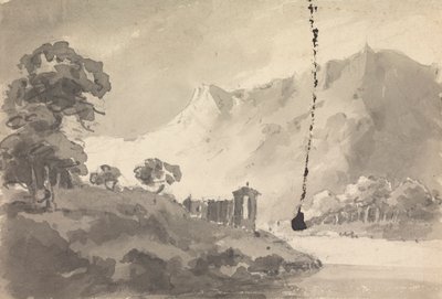 Landschaft mit Schloss, Fluss und Berg von Rev. William Gilpin