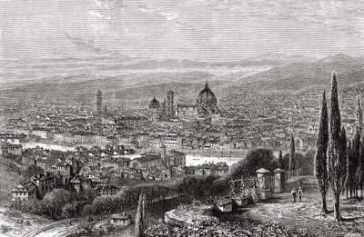 Ein Blick auf Florenz, Toskana, Italien von der Terrasse von San Miniato, im späten 19. Jahrhundert. Aus Italienische Bilder von Rev. Samuel Manning, veröffentlicht ca. 1890. von Reverend Samuel Manning
