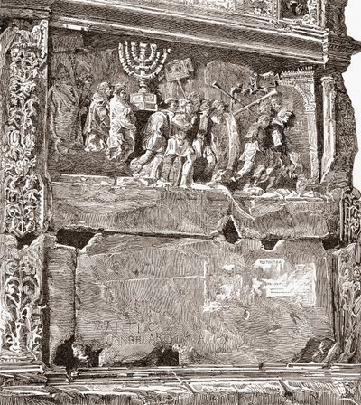 Basrelief des Südpanels "Die Kriegsbeute", das den Triumphzug zeigt, am Titusbogen, Via Sacra, Römisches Forum, Rom, Italien. Aus Italienischen Bildern von Rev. Samuel Manning, veröffentlicht ca. 1890. von Reverend Samuel Manning