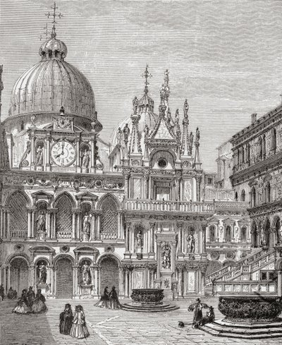 Hof des Dogenpalastes, Venedig, Italien im späten 19. Jahrhundert. Aus Italienische Bilder von Rev. Samuel Manning, veröffentlicht um 1890. von Reverend Samuel Manning