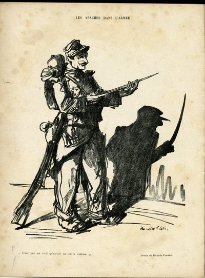 Illustration von Ricardo Flores (1878-1918) in Le Lire - Apachen in der Armee - Apachen Zuhälter - Schatten/Licht von Ricardo Flores