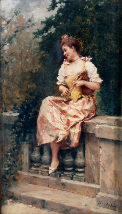 Mädchen mit Flöte von Ricardo de Madrazo y Garreta